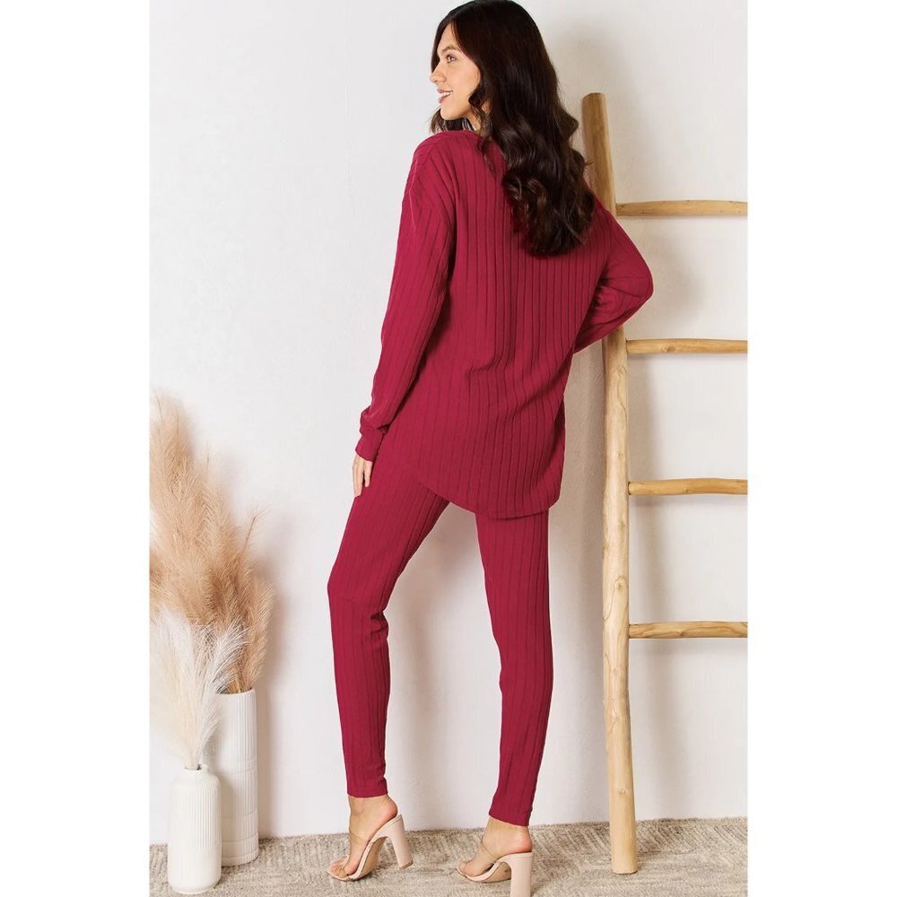 Basic Bae Full Size Ribbed Round Neck High-Low Sl… - image 2